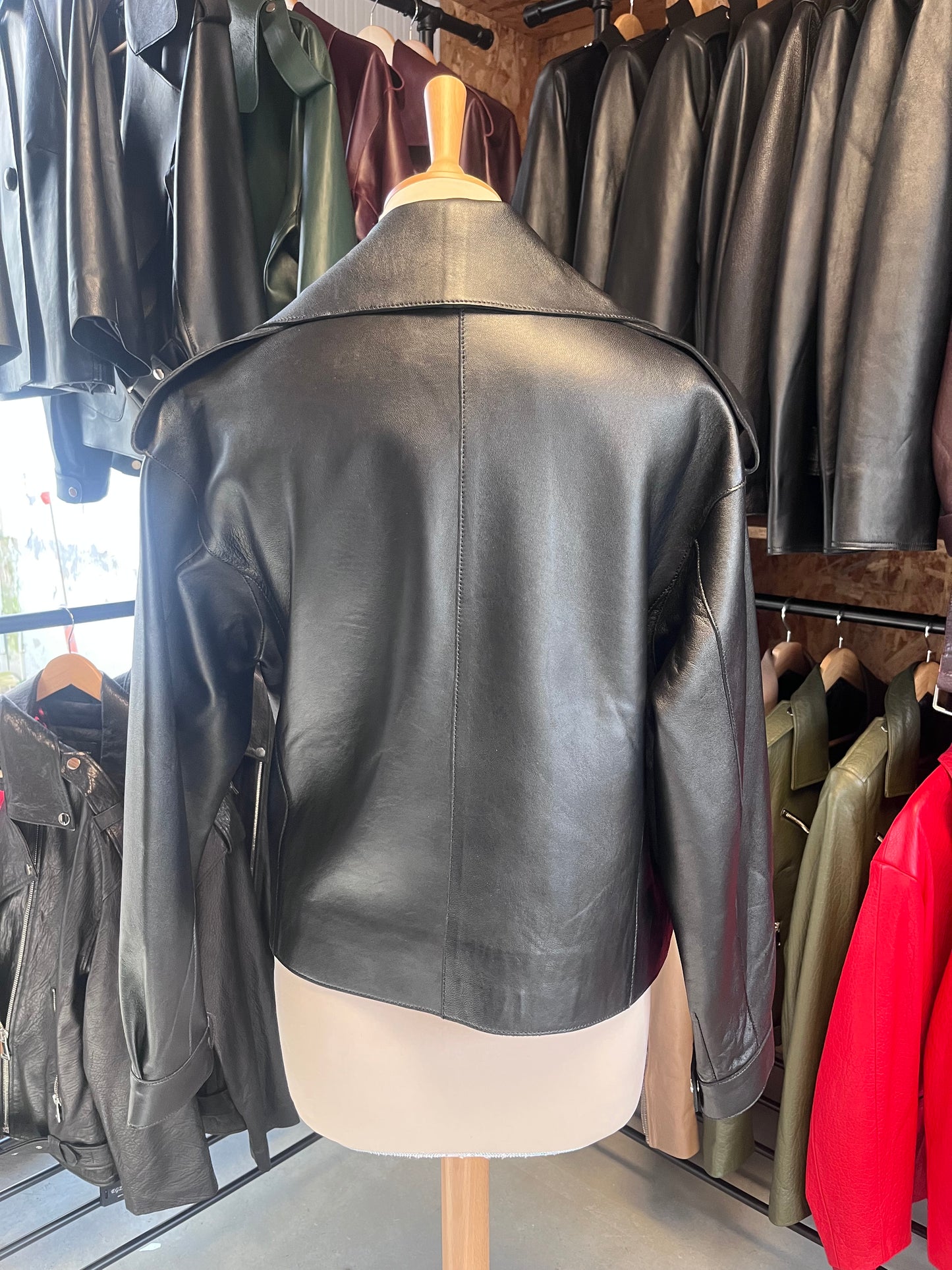 Veste en cuir véritable noir
