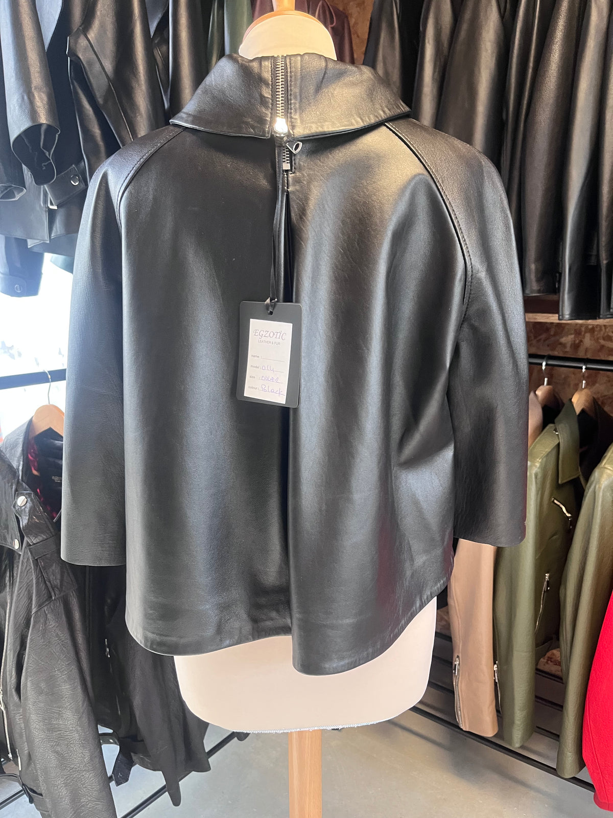 Veste courte en cuir véritable taille unique