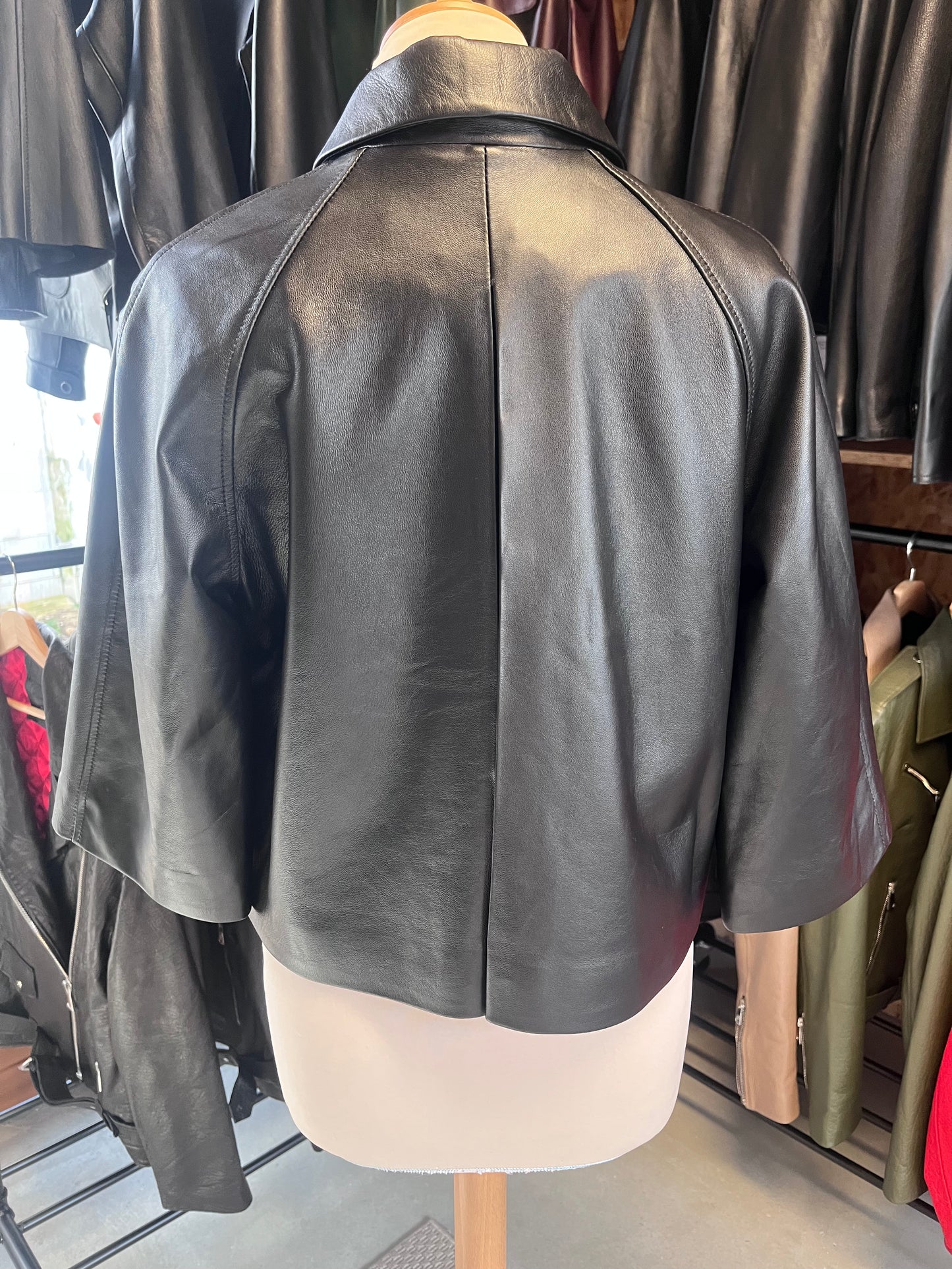 Veste en cuir véritable noir