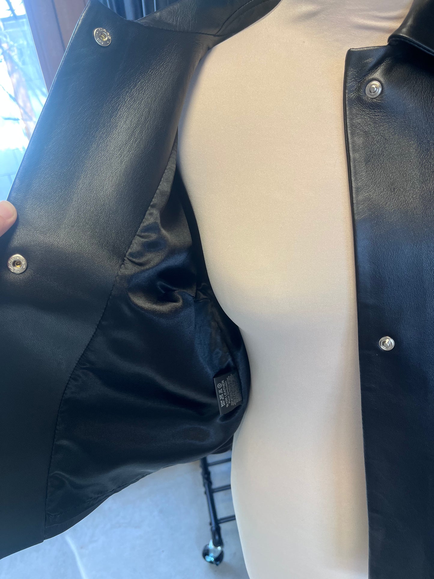 Veste en cuir véritable noir