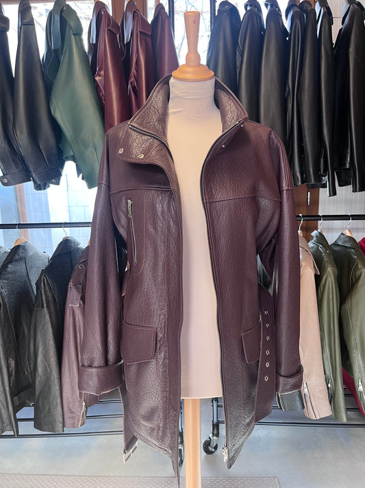 Trench long en cuir