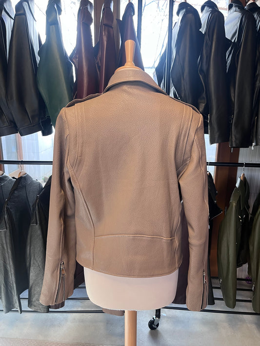 Perfecto beige cuir véritable
