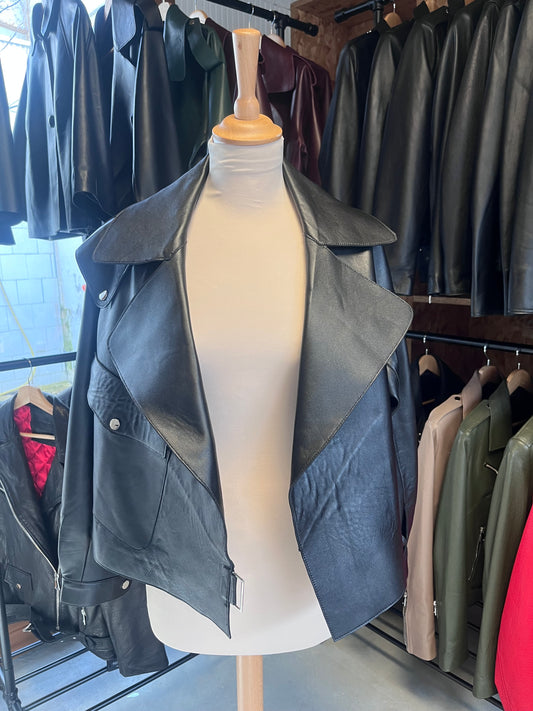 Veste en cuir véritable noir