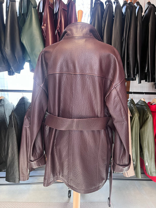 Trench long en cuir