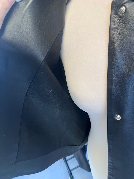 Veste courte en cuir véritable taille unique