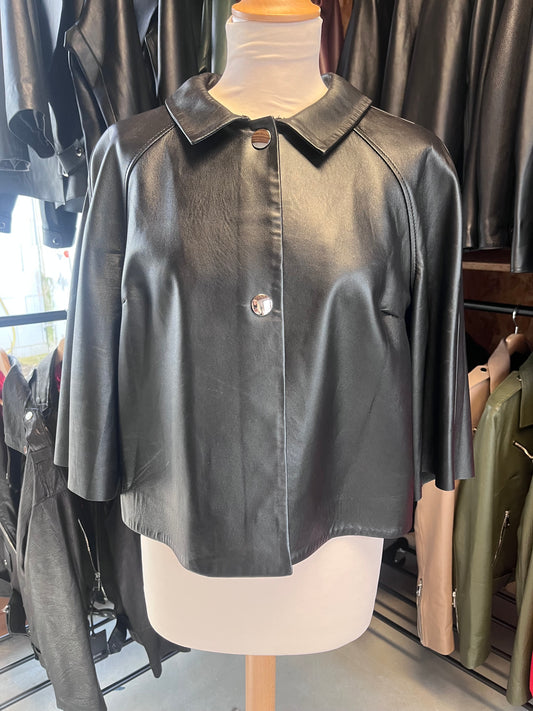 Veste courte en cuir véritable taille unique