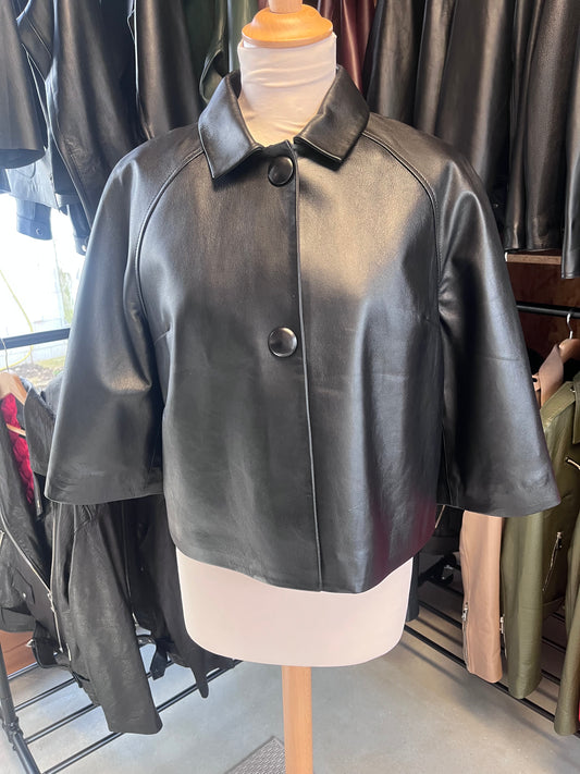 Veste en cuir véritable noir