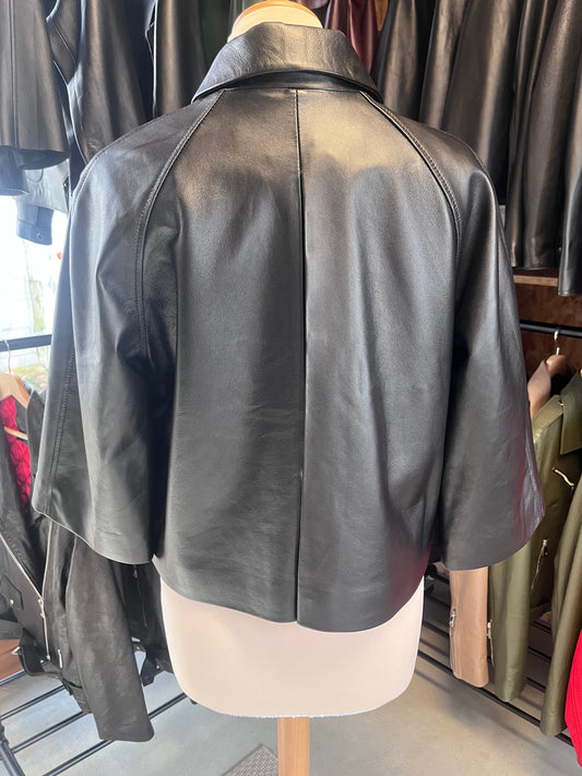 Veste en cuir véritable noir